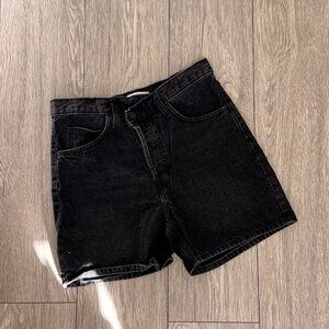 NWOT OAK + FORT Black Denim Shorts with Slanted Buttons